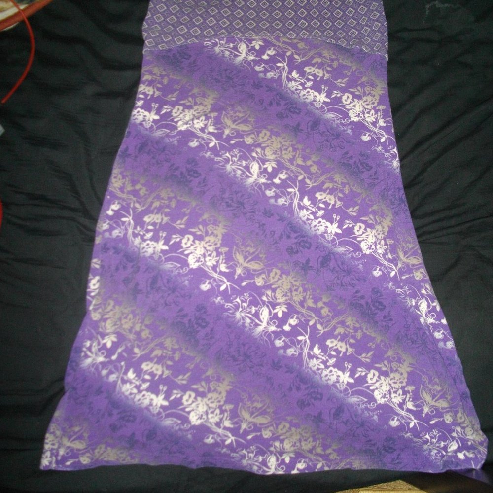 Purple and white floral print dress